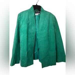 Vintage Gino Rossi Union Made Green Ultra Suede Blazer Jacket